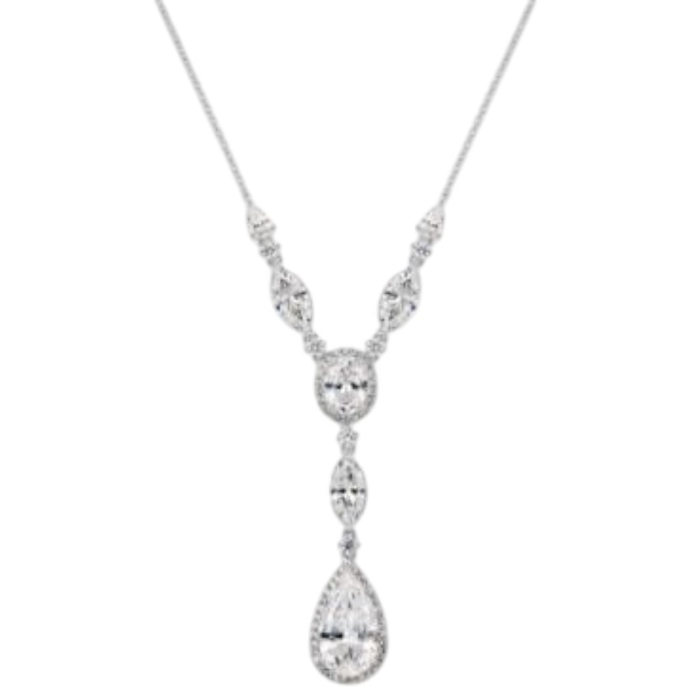 Eliot Danori Silver Tone Y Drop Necklace with Pave‎ Crystals Elegant Sparkly